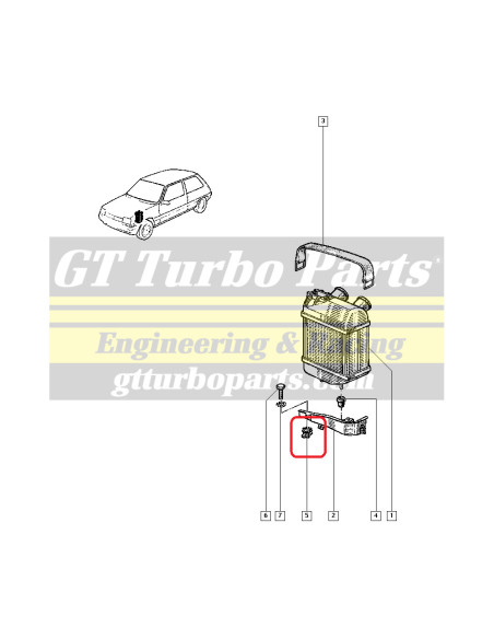 Tuerca enjaulada base intercooler y filtro de aire