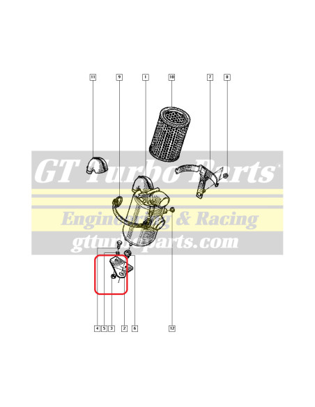 Écrou cage de base intercooler et filtre à air
