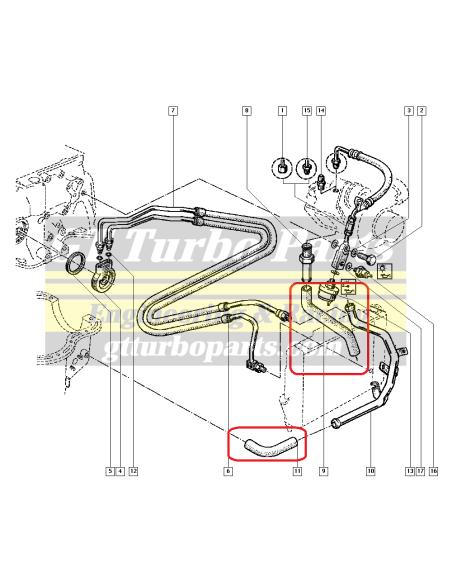 Durites de retour d'huile turbo pour 22mm