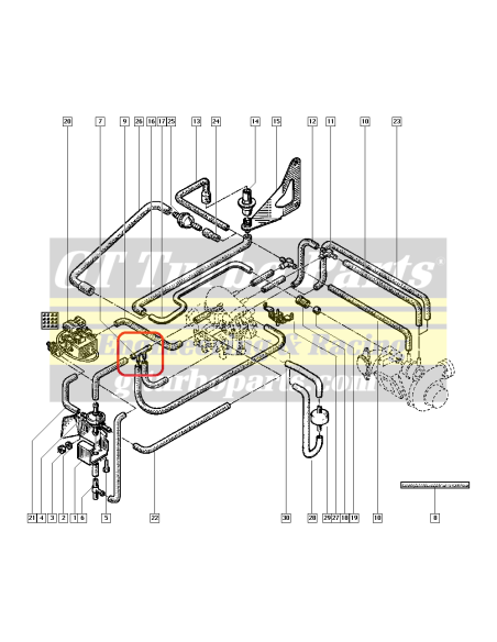 Double "T" Connector. Pressure Outlet Carburetor and Regulator. 7705030085