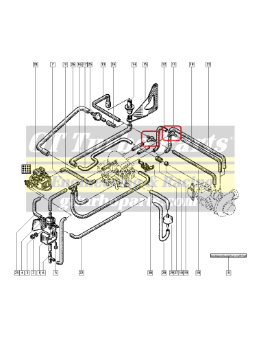 Raccord en T pour tuyaux de régulation de pression turbo 6001007428